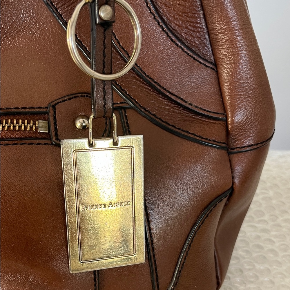 Etienne Aigner Rich Brown Leather Shoulder Bag - Picture 3 of 16